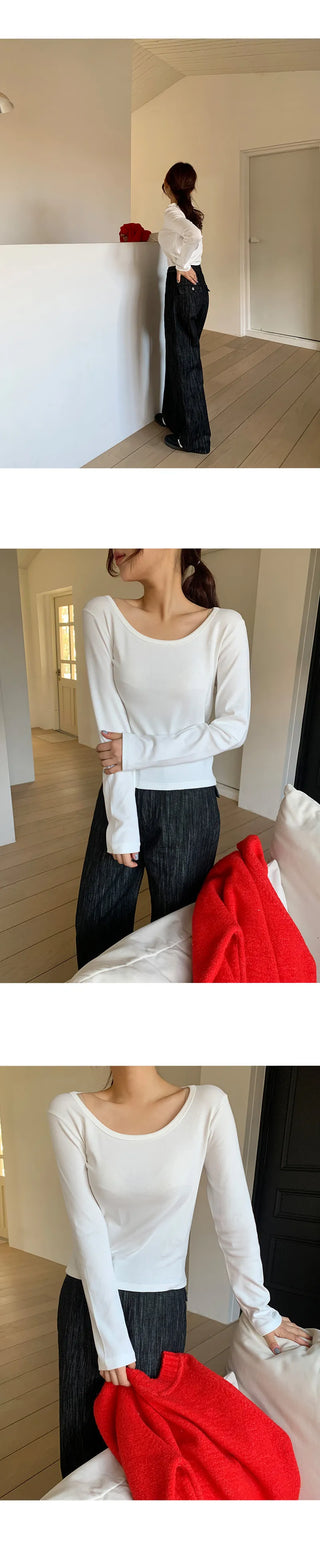 Mybel Modal U neck Long Sleeve T shirt