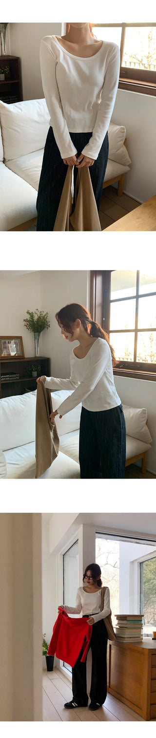Mybel Modal U neck Long Sleeve T shirt
