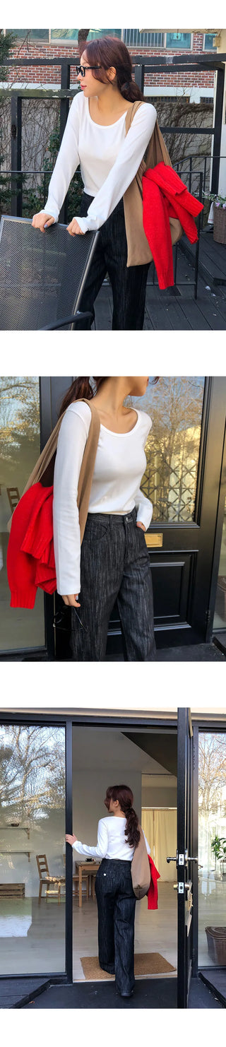 Mybel Modal U neck Long Sleeve T shirt