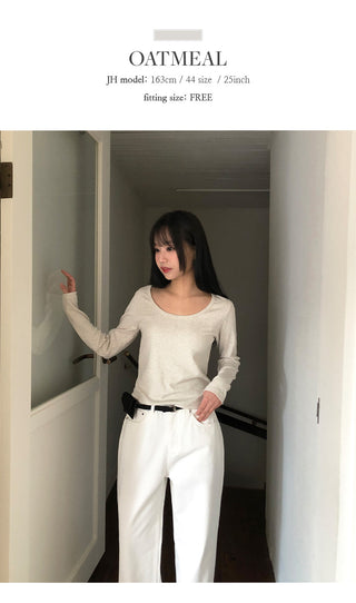 Mybel Modal U neck Long Sleeve T shirt