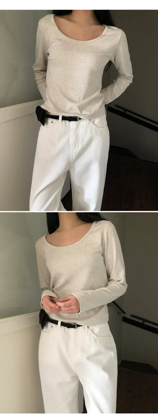 Mybel Modal U neck Long Sleeve T shirt