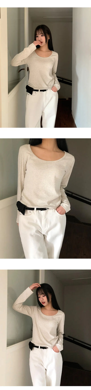 Mybel Modal U neck Long Sleeve T shirt