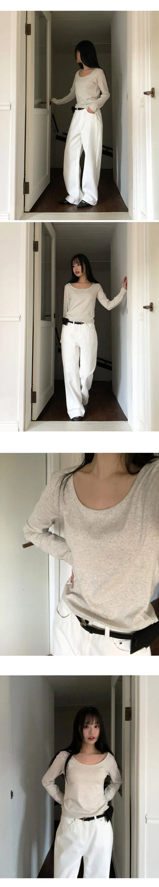 Mybel Modal U neck Long Sleeve T shirt