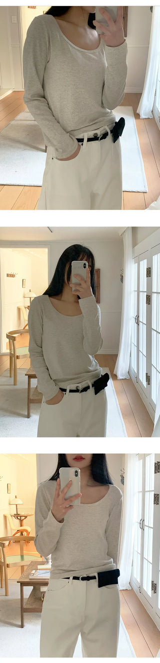 Mybel Modal U neck Long Sleeve T shirt
