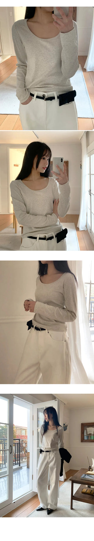 Mybel Modal U neck Long Sleeve T shirt
