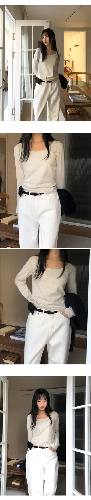 Mybel Modal U neck Long Sleeve T shirt