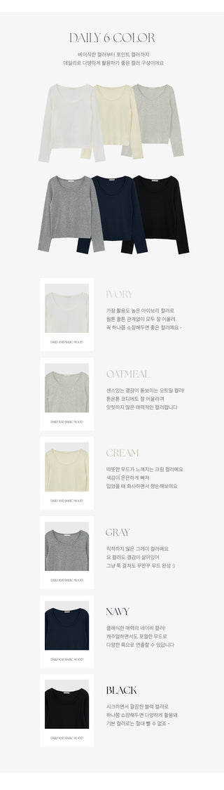 Mybel Modal U neck Long Sleeve T shirt