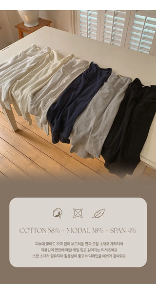 Mybel Modal U neck Long Sleeve T shirt