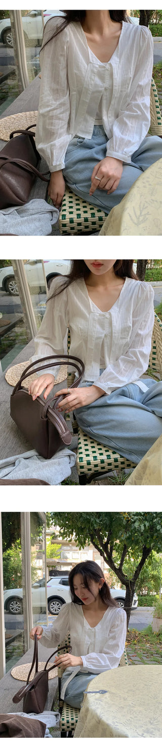 Lyron Tie Crop Striped Blouse