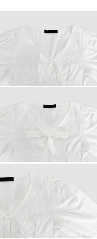 Lyron Tie Crop Striped Blouse