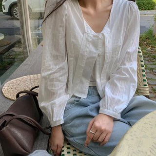 Lyron Tie Crop Striped Blouse