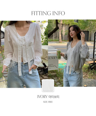Lyron Tie Crop Striped Blouse