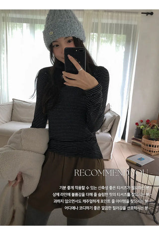 Rodif Round Stripe Slim Fit Long Sleeve T shirt
