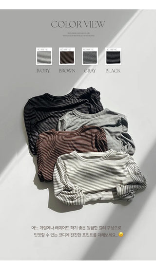 Rodif Round Stripe Slim Fit Long Sleeve T shirt