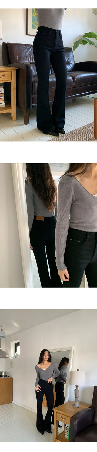 Sweden Brushed Spandex Long Bootcut Cotton Pants