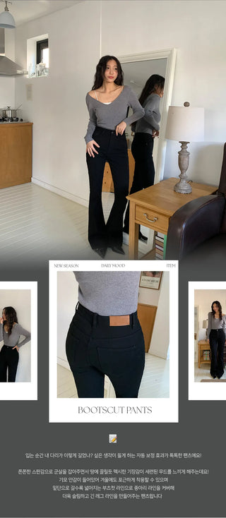 Sweden Brushed Spandex Long Bootcut Cotton Pants