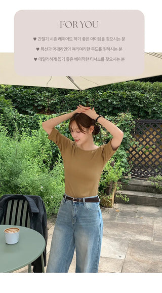Arette Two way U neck 3/4 Sleeve T shirt