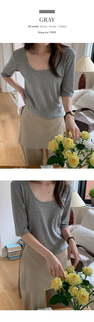 Arette Two way U neck 3/4 Sleeve T shirt