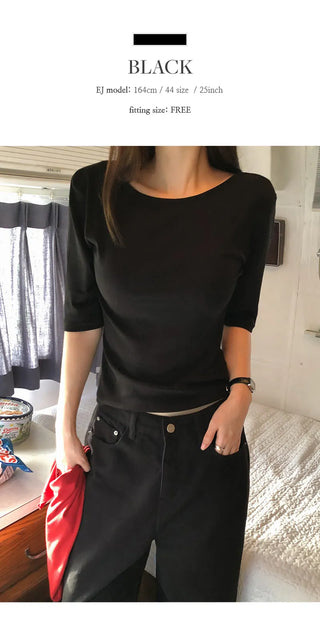 Arette Two way U neck 3/4 Sleeve T shirt