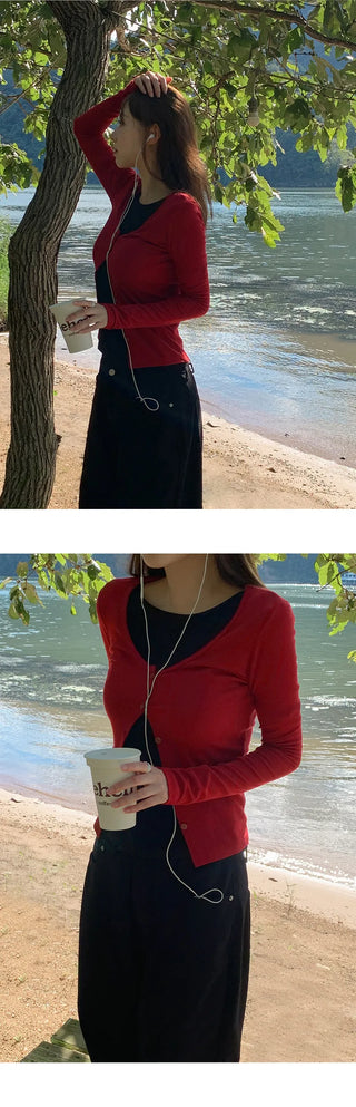 Arette Two way U neck 3/4 Sleeve T shirt