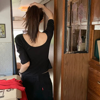 Arette Two way U neck 3/4 Sleeve T shirt