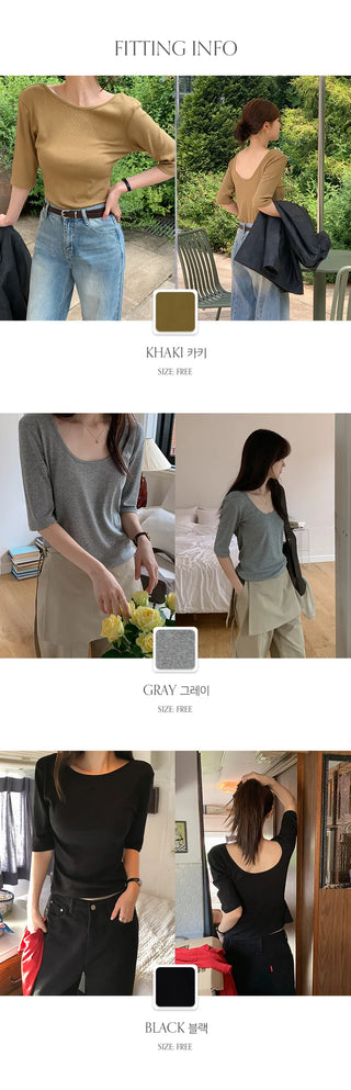 Arette Two way U neck 3/4 Sleeve T shirt