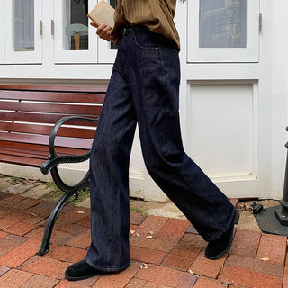 Tammy Non Faded Raw Brushed Spandex Semi Wide Denim Pants