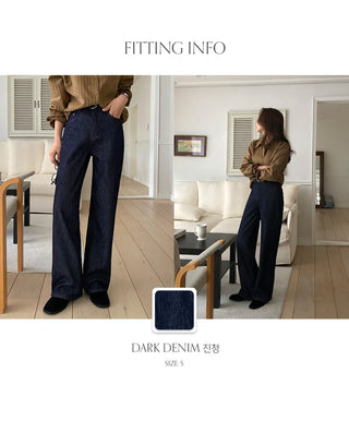 Tammy Non Faded Raw Brushed Spandex Semi Wide Denim Pants