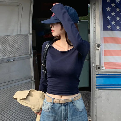 Belint U neck Slim Fit Long Sleeve Knit