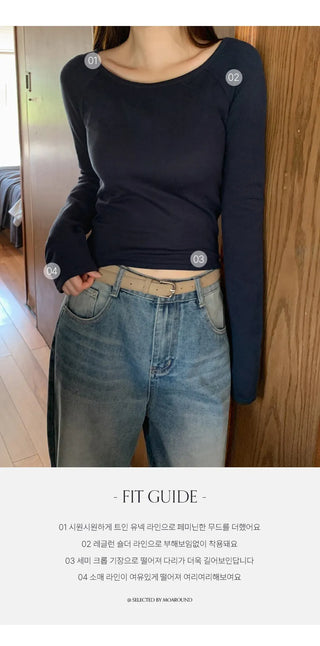 Belint U neck Slim Fit Long Sleeve Knit