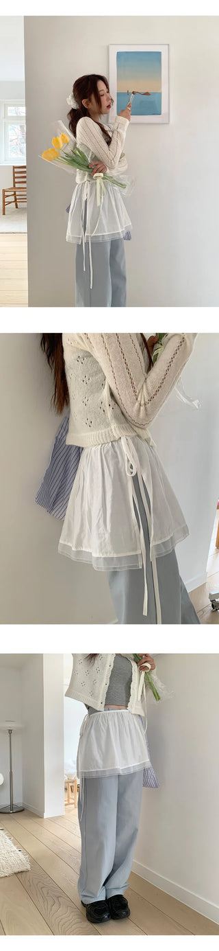 Princo A line Silk String Layered Mini Skirt