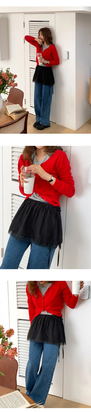 Princo A line Silk String Layered Mini Skirt