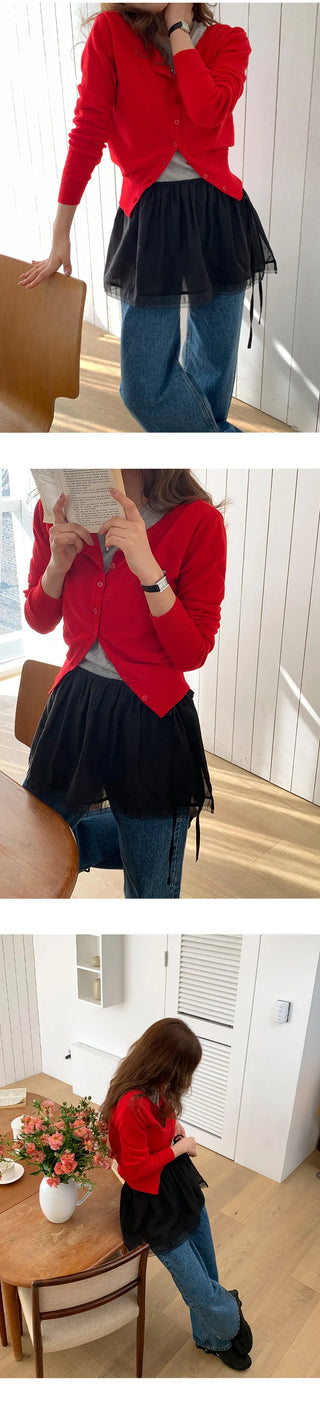 Princo A line Silk String Layered Mini Skirt