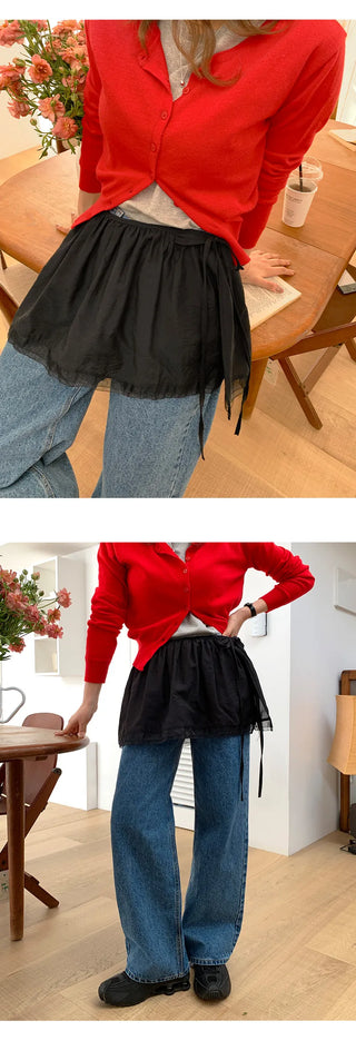 Princo A line Silk String Layered Mini Skirt