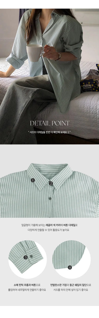 Sevoir Loose Fit Striped Asymmetrical Shirt
