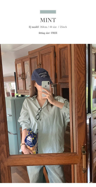 Sevoir Loose Fit Striped Asymmetrical Shirt