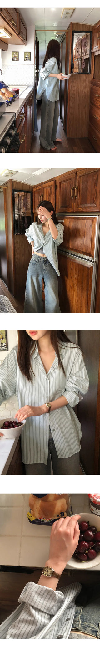 Sevoir Loose Fit Striped Asymmetrical Shirt