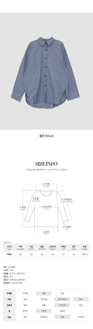 Sevoir Loose Fit Striped Asymmetrical Shirt