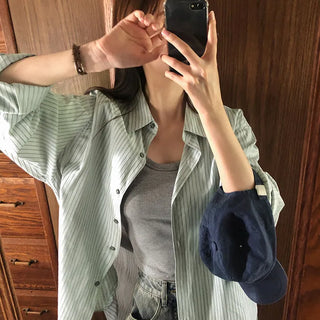Sevoir Loose Fit Striped Asymmetrical Shirt