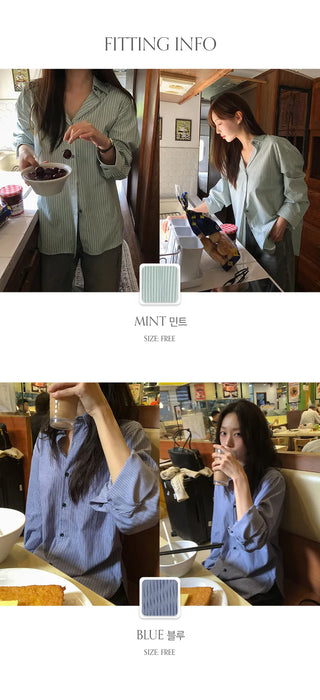 Sevoir Loose Fit Striped Asymmetrical Shirt