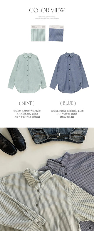 Sevoir Loose Fit Striped Asymmetrical Shirt
