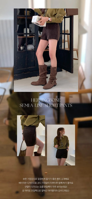 Swindell A line Herringbone Corduroy Shorts