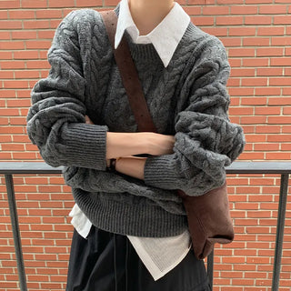 Edintz Loose Fit Round Cable Knit Long Sleeve Knit