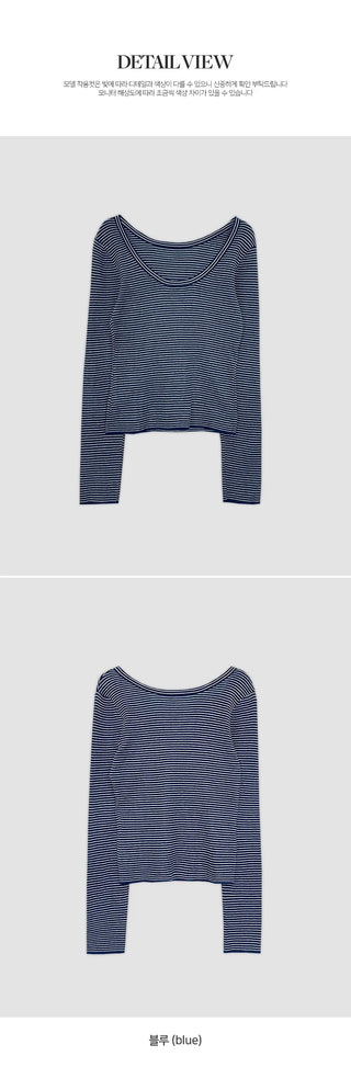 Veint Viscose U neck Striped Long Sleeve T shirt