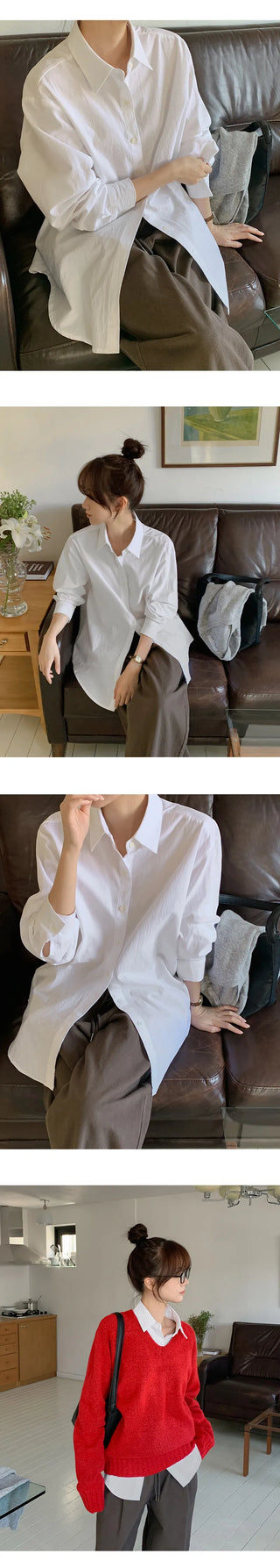 Serha Basic Cotton Long Sleeve Shirt