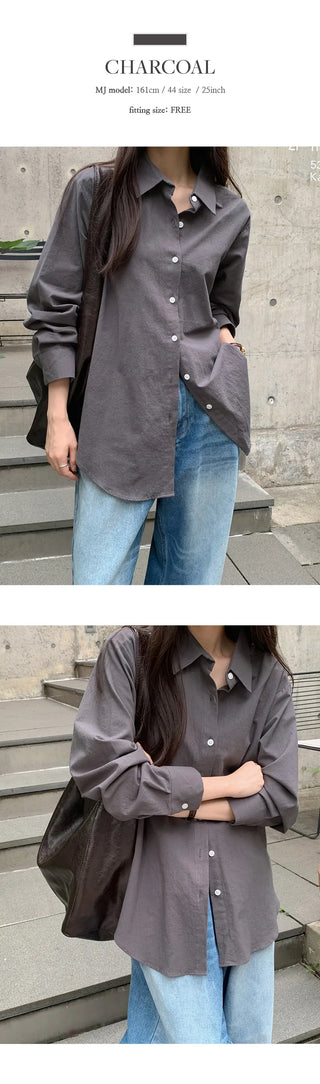 Serha Basic Cotton Long Sleeve Shirt
