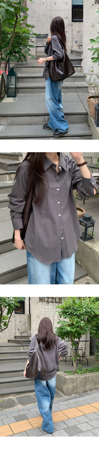 Serha Basic Cotton Long Sleeve Shirt