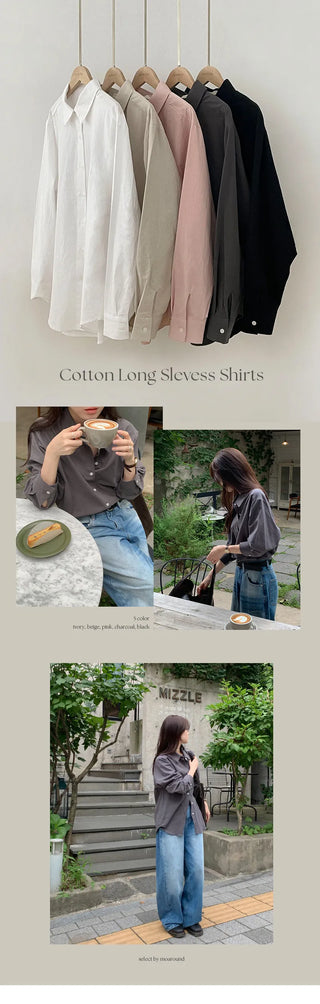 Serha Basic Cotton Long Sleeve Shirt
