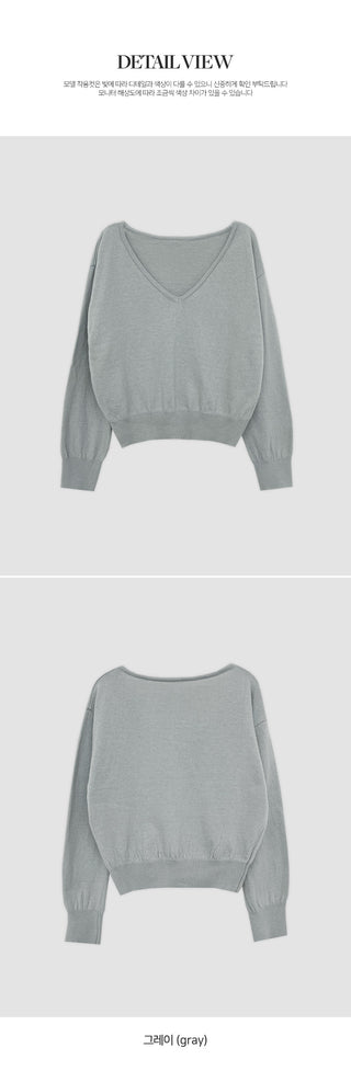 Labuan V neck Crop Long Sleeve Knit