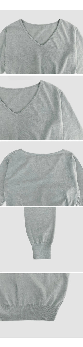 Labuan V neck Crop Long Sleeve Knit